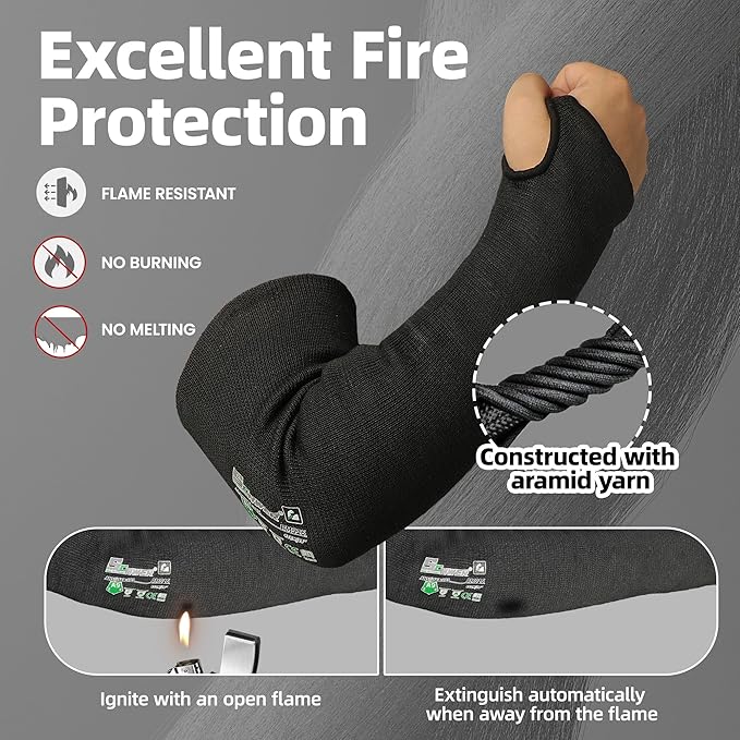 Schwer ANSI A9 Cut Resistant Arm Sleeves PM916, 18in 2-Ply Construction Flame Resistant Welding Sleeves for Work, Ultimate Performance, Level 4 Heat Resistant Arm Guards for Glass Blowing, Automotive