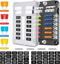 Nilight - 50056L 12 Way Blade Fuse Block 12 Circuits with Negative Bus Fuse Box Holder with LED Indicator ATO/ATC Fuse Panel Waterproof Cover for 12V Automotive Cars, Marine Boats, RVs, Trailers