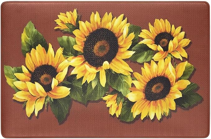 Anti-Fatigue Floor Comfort Mat - 18 x 30 Inch (Black Eyed Susan) - Waterproof Non-Slip Rug - Easy to Clean Cushioned Mat for Kitchen, Bathroom, Standing Desk & Office - Achim Home Decor