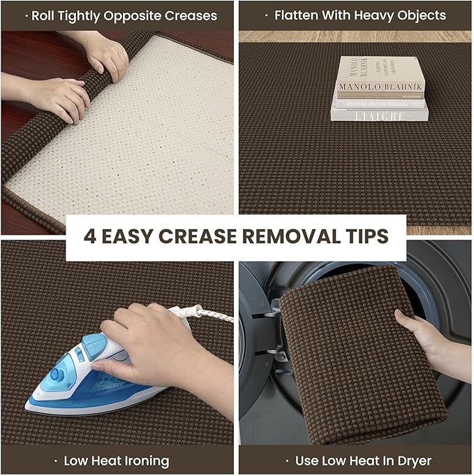 IOHOUZE Washable Exrea Long Hallway Runner Rug 3x14 Non Slip Rubber Backed Kitchen Runner Entryway Runner Indoor, Woven Rugs Floor Carpet for Kitchen Hall Entryway Stair,Brown