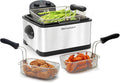 Elite Gourmet EDF-401T Electric 4.5 Qt. / 17 Cup Immersion Deep Fryer 3-Baskets, 1700-Watt, Timer Control Adjustable Temperature, Lid with Viewing Window and Odor Free Filter