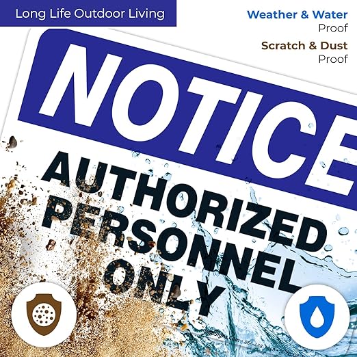 Authorized Personnel Only Sign, 10x7 Inches, 4 Mil Vinyl Decal Stickers Weather Resistant UV Protected, Made in USA