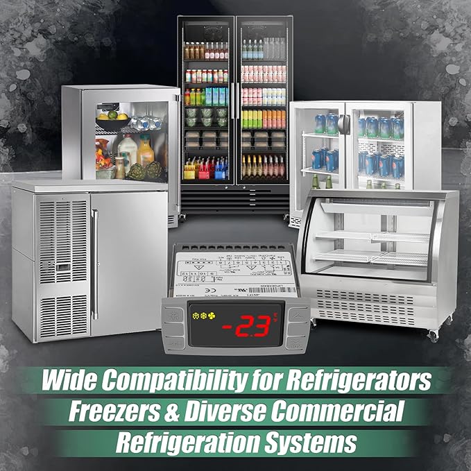 Replacement for Dixell XR06CX-4N1F1 Temperature Controllers, Ideal for 120V 50-60hz Commercial Refrigerators/Freezer,Programmable Digital Thermostat with Sensor Probe & Mounting Hardware