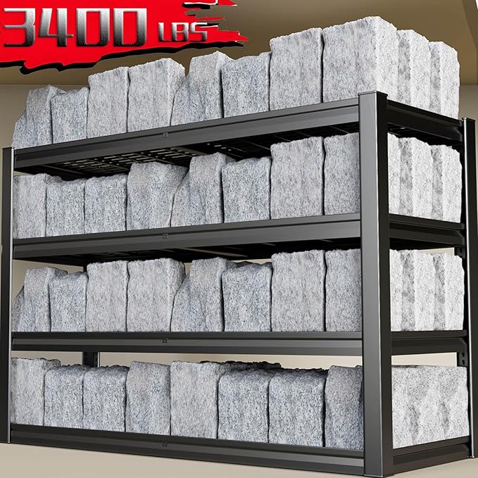 30" Deep Heavy Duty Garage Shelving Units, 68" Wide Storage Shelves,4-Tier Metal Garage Shelves, Kitchen Shelf,Large Storage Rack,Industrial Shelving for Shop, 68" W x 30" D x 68" H,2 Pack