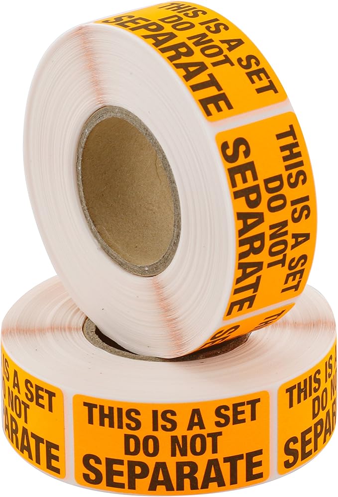 FBA Compliant This is A Set DO NOT Separate Shipping Labels- 1000 Fluorescent Orange (1" x 2") Box Stickers (2 Rolls of 500) for Multi Box shipments, Collections or Ecommerce- Easy to Affix