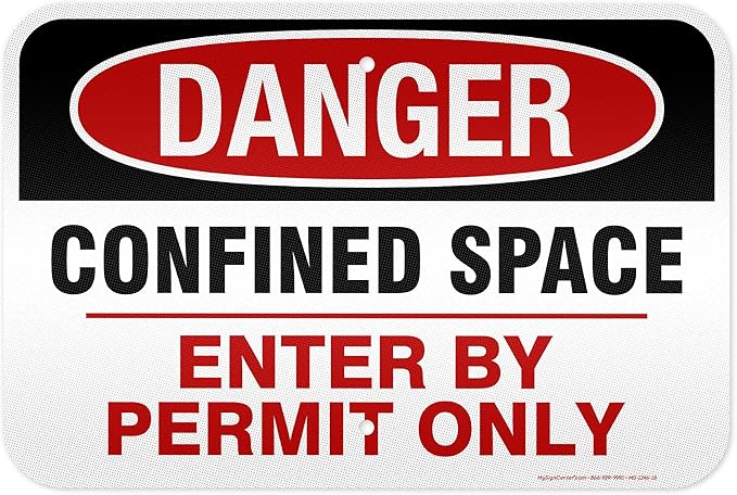 Danger Confined Space Enter By Permit Only Sign, 12x18 Inches, 3M EGP Reflective, Rust Free .063 Aluminum, Fade Resistant, Made in USA by My Sign Center