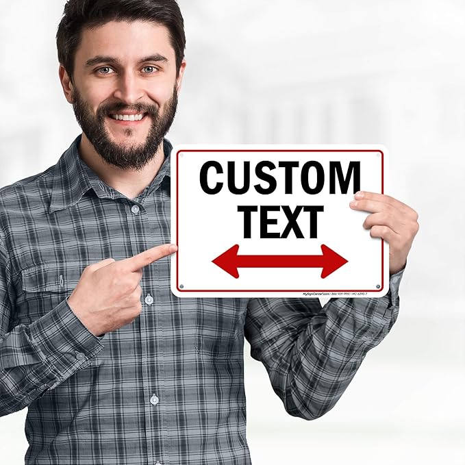 Custom Arrow,Custom Directional Sign, Two Way Arrow,7x10 Inches, 55 mil thick HDPE (high density polyethylene) Made in USA by My Sign Center