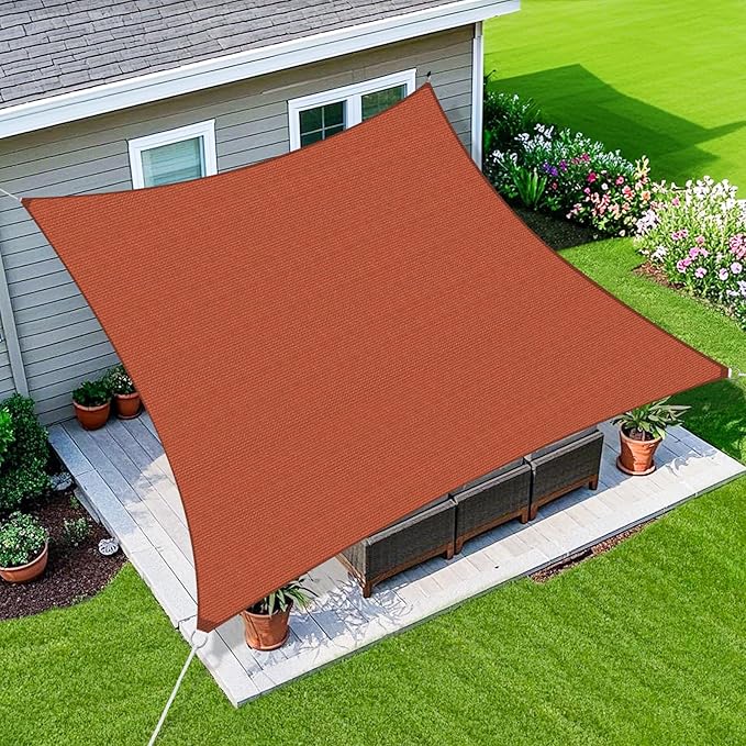 Amagenix Sun Shade Sail 15'X30' Curved Edge Outdoor Shade Canopy Rust Red Breathable 95% UV Block Shade Cloth for Patio Garden Backyard (We Make Custom Size)