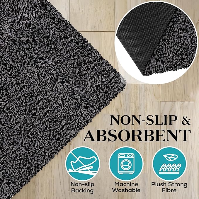 Premium Microfiber Indoor Door Mat – 20"x30" Washable Entry Mat, Non-Slip, Waterproof Backing, Super Absorbent, Low Profile Entryway Doormat for Indoor Entrance
