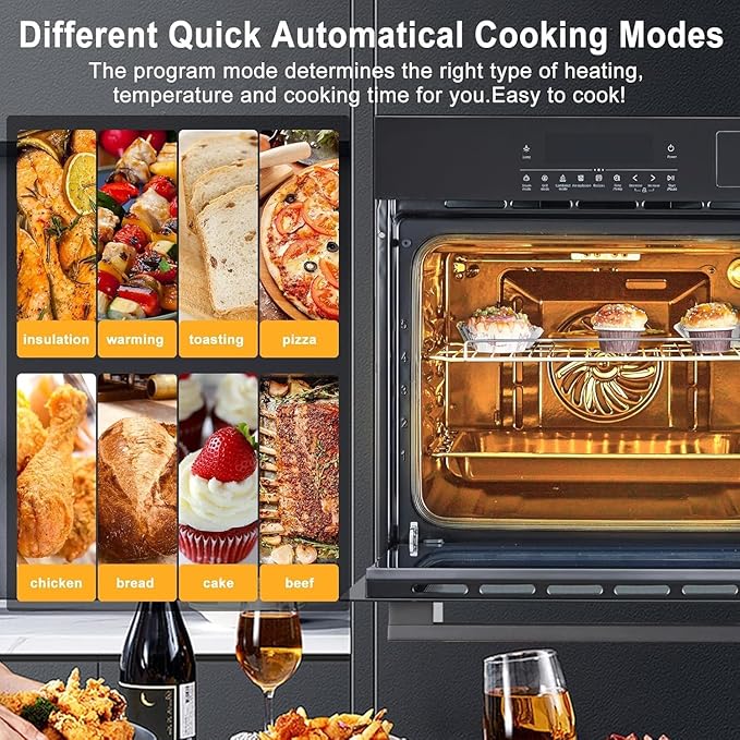 24 in Built-in Electric Wall Oven,Single Convection Oven with 70 L(2.5Cu.ft) Capacity,8 Cooking Modes & Touch Control for Baking, Roasting,Stainless Steel