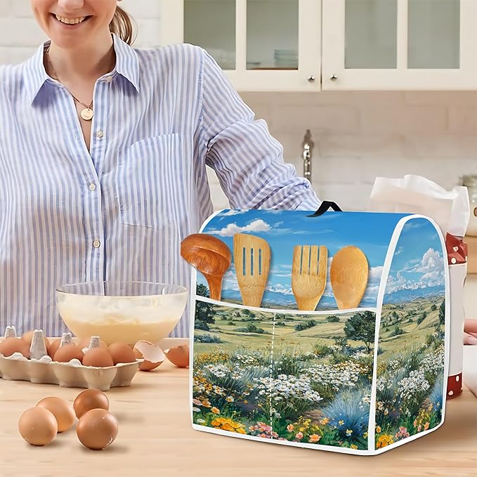 Mixer Dust Cover for 6-8 Qt Stand Mixer, Cloth Cover with 2 Storage Pockets for Stand Mixer Protective Covers Large for 6-8 Quart Mixer