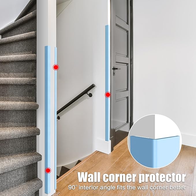 Blue Corner Protectors, 2-Pack Self-Adhesive Wall Guards for Baby Safety, Furniture Edge Protection (90cm)