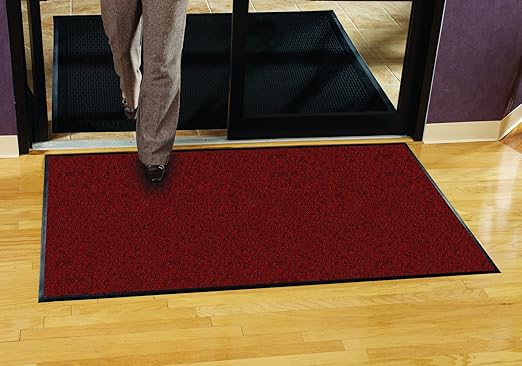 Guardian Platinum Series Indoor Wiper Floor Mat, Rubber with Nylon Carpet, 4'x19', Red