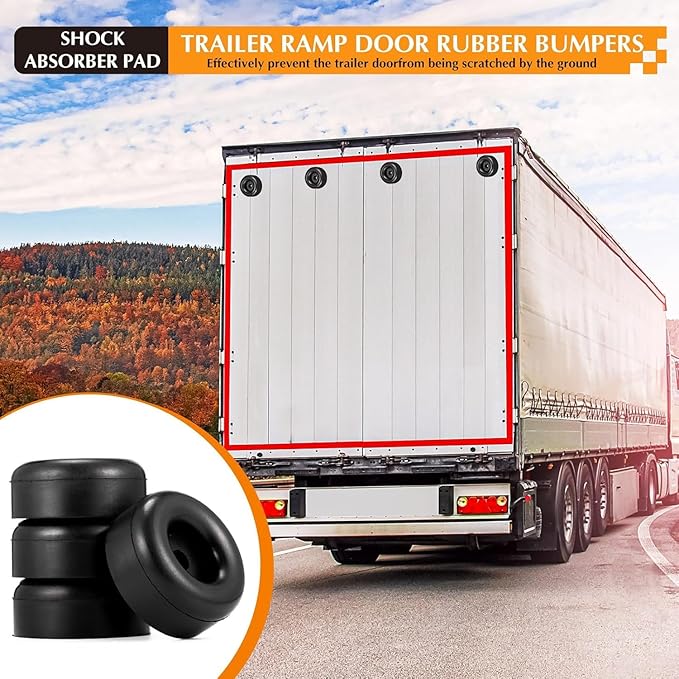 BBTO 20 Packs 2.5" Trailer Ramp Door Bumper, Trailer Door Bumper Compatible with Cargo Ramp Doors, Truck Gates Round Rubber Bump Stops Utility Accessories, Black
