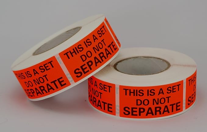 6 Rolls/3000 Labels,This is a Set Do Not Separate,Fluorescent Red Packing Labels(1" x 2")