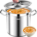 20Qt Brushed Stainless Steel Stock Pot With Lid - Large Stock Pot - Heavy Duty Induction Commercial Grade Stockpots for Soup, Stew, Oven, Gas, Ceramic, and Dishwasher Safe