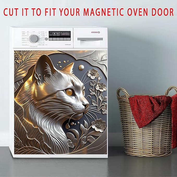 Metal Cat Dishwasher Cover Magnet Kitchen Decor 23x26 Inch Funny Cat Dishwasher Magnet Cover Front Door Panel Decal Sticker for Country Farmhouse Fridge Door Kitchen Decoration