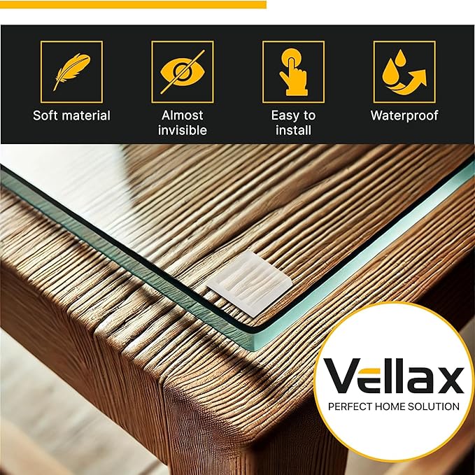 20 Clear Silicone Bumper Blocks – 1" x 1" Anti-Slip Pads for Cabinets, Glass Table Tops, and Chairs – Wall Protector & Soft-Close Noise Dampening Pads by Vellax