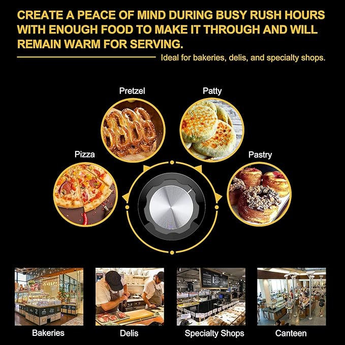 5-Shelf Electric Catering Hot Box Food Warmer Accommodating up to (10) 15" Pizza Boxes, Countertop Heated Holding Cabinet for Pretzels, Warming Machine for Home Commercial Use, 120V 600W