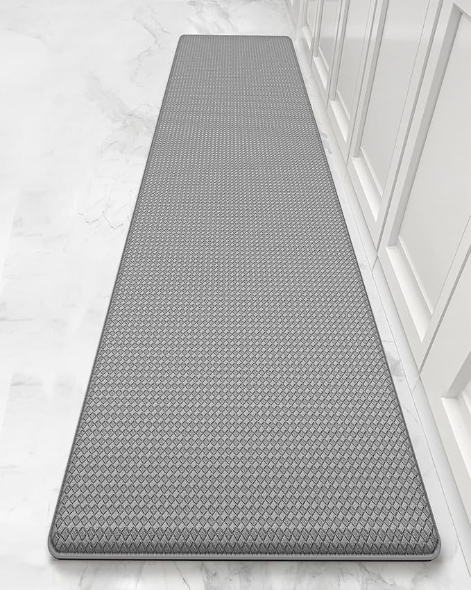 Color&Geometry Anti Fatigue Cushion Kitchen Mat for Floor -17"x59",Easy Clean, Water & Oil Proof, Anti Slip, Foam Rubber Runner Rug for Front Sink Comfort Standing,Grey