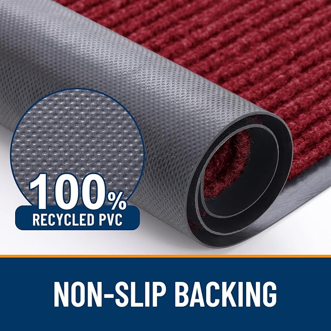 OLANLY Front Door Mat Indoor Outdoor Entrance, Waterproof Heavy Duty Doormat, Fade Resistant, Low Profile, Easy Clean Patio Porch Welcome Floor Mats for Entry, 71x23, Wine Red