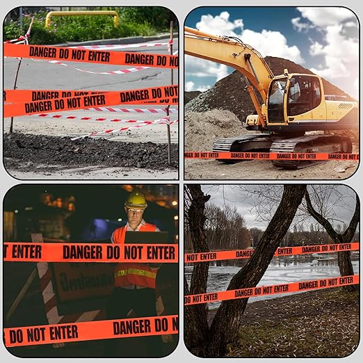 Treela 12 Pcs 3 Inch x 1000 ft Caution Danger Tape Roll Do Not Enter Cross Crime Scene Construction Warning Safety Tape for Hazardous Areas Halloween (Danger Do Not Enter,Red)