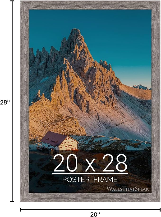 wallsthatspeak 20x28 Gray Barnwood Picture Frame for Puzzles Posters Photos or Artwork