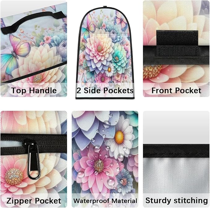 Kitchen Aid Mixer Cover Rainbow Flower Stand Mixer Cover Compatible with 6-8 Quarts Stand Mixers, Dust Covers with Zipper Pocket Foldable Washable Kitchen Aid Organizer Bag
