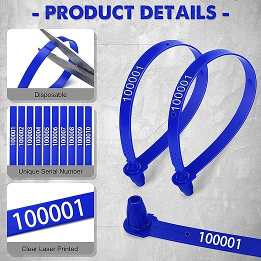 Roowest 1000 Pcs Plastic Truck Trailer Door Seals, Tamper Evident Security Tags, Numbered Safety Disposable Locks for Container Logistics Transport Package Shipping(Blue)