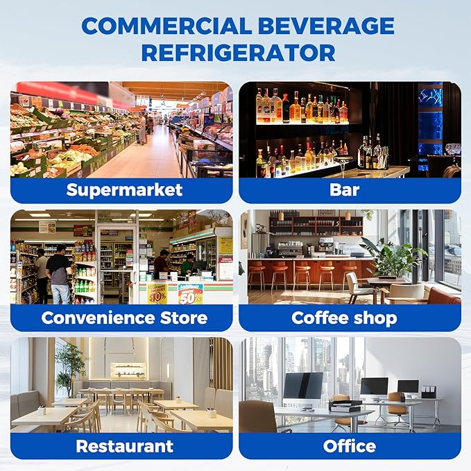 36 cu.ft Commercial Refrigerators with 2 Glass Door, Beverage Fridge with LED Light Display Upright Merchandiser, Drink Cooler with 8 Adjustable Shelves Black ETL Approved