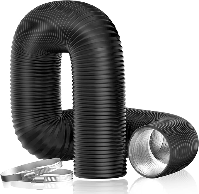 Dryer Vent Hose, 4'' Flexible Duct 16FT with 2 Duct Clamps, Heavy-Duty Three Layer Protection for HVAC Ventilation, Duct Fan Systems