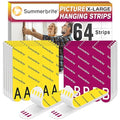 Picture Hanging Strips Heavy Duty XL 32 Pairs/64Strips, Damage Free Hanging Picture Hangers, Removable Adhesive Hook and Loop Wall Strips, Frame Stickers No Nails for Home Decor Wall Posters