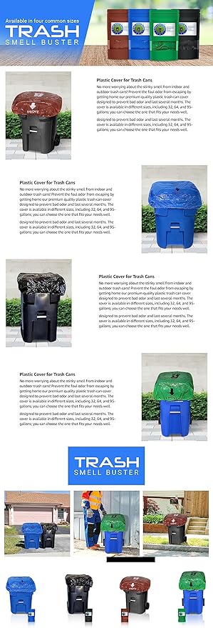 Trash Can Cover Odor Eliminating Bag with Elastic Rubber Band Lemon Scented Durable Chemical Free 64 Gallon 1 Pack