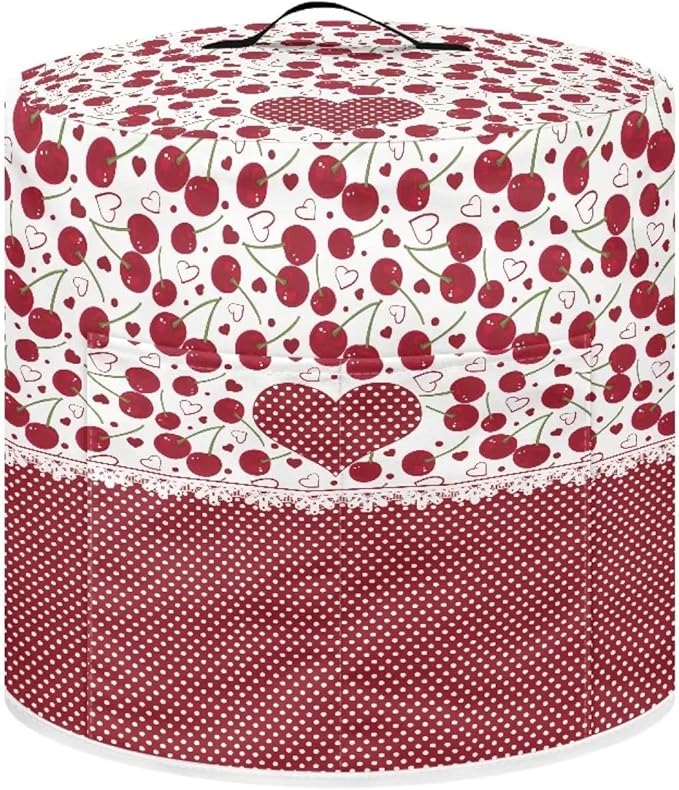 Flashideas Cherry Love Pressure Cooker Cover with Storage Pocket Compatible with 8 10 Quart Instant Pot, Durable Rice Cooker Air Fryer Accessories, Waterproof Kitchen Appliances Dust Cover
