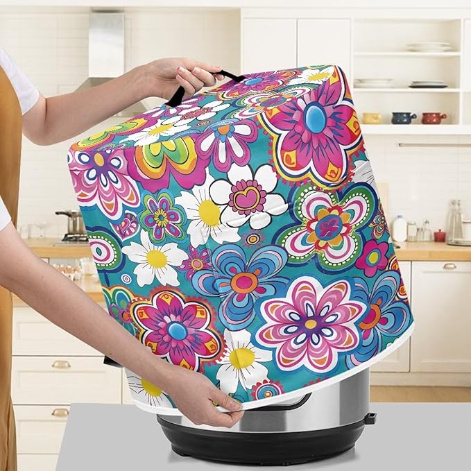 Ethnic Floral Pressure Cooker Cover Instant Pot Accessories Instant Pot Kitchen Appliance Dust Cover with Pockets for Rice Cooker Air Fryer Slow Cooker Dust Covers for Kitchen Size M