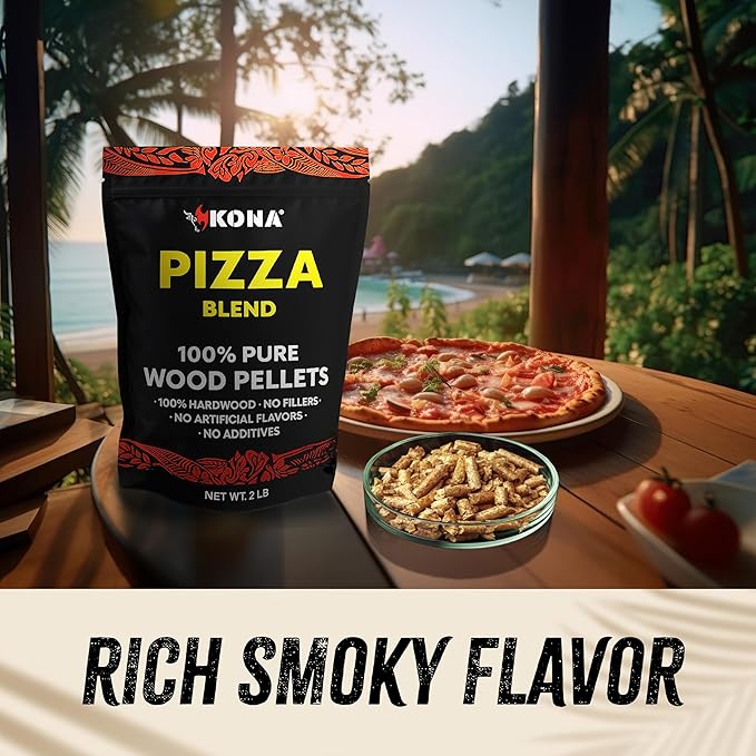 Kona Wood Pellets Pizza Blend, Intended for Ooni & Big Horn Pellet Pizza Ovens, 2lb Resealable Bag