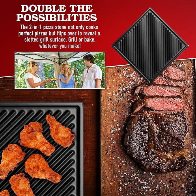 Deco Chef Electric Pizza Oven, 12-Inch Ceramic Stone and Grill, 1800W, Bakes up to 750 Degrees for Countertop Artisan Style Pizza, 13" Double Wall Stainless Steel, Indoor & Portable Outdoor Pizza Oven