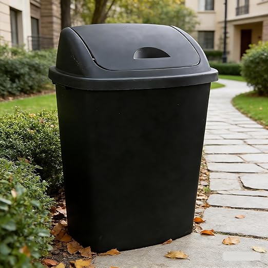 18 Gallon Trash Can, Commercial Plastic Wastebasket, Black Garbage Can Container Bins for Bedroom/Bathroom/Office, 26.7 Inch Tall (Set of 4)