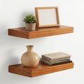Floating Shelves for Wall 16 Inch Solid Real Wood Shelves Set of 2 Rustic Farmhouse Wall Mounted Wood Shelf for Bedroom Living Room Bathroom Kitchen Home Decor Office