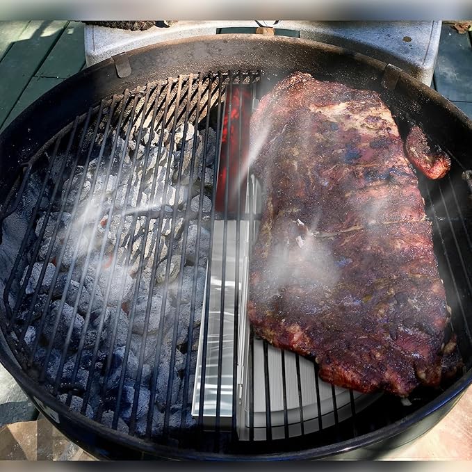 Skyflame Charkettle Drip Pan with Removable Water Reservoirs/Charcoal Divider, Stainless Steel Water Catch Tray, BBQ Grill Accessories Compatible with Weber 22" Charcoal Kettle Grills