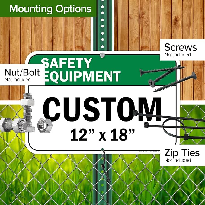 Custom Safety Equipment Sign, Ansi Sign, Osha Compliant, 12x18 Inches, Rust Free .063 Aluminum, Fade Resistant, Made in USA by My Sign Center