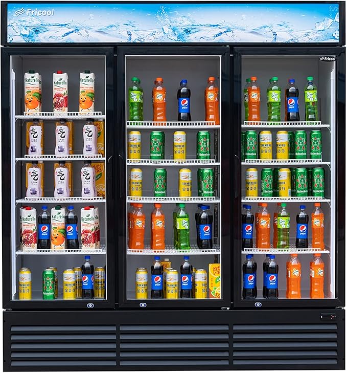Commercial 3 Glass Door Merchandiser Refrigerator-Upright Beverage Cooler with LED Lighting