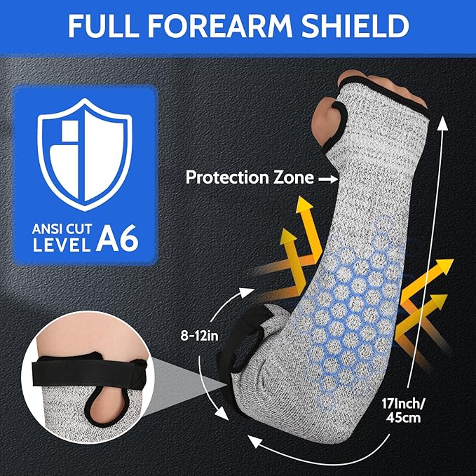 Cut Resistant Arm Guards with Thumb Hole for women, Gardening Sleeves for Kitchen, Welding, Pet Grooming, Family-Safe Arm Protectors, 1 Pair, Durable & Comfortableorange