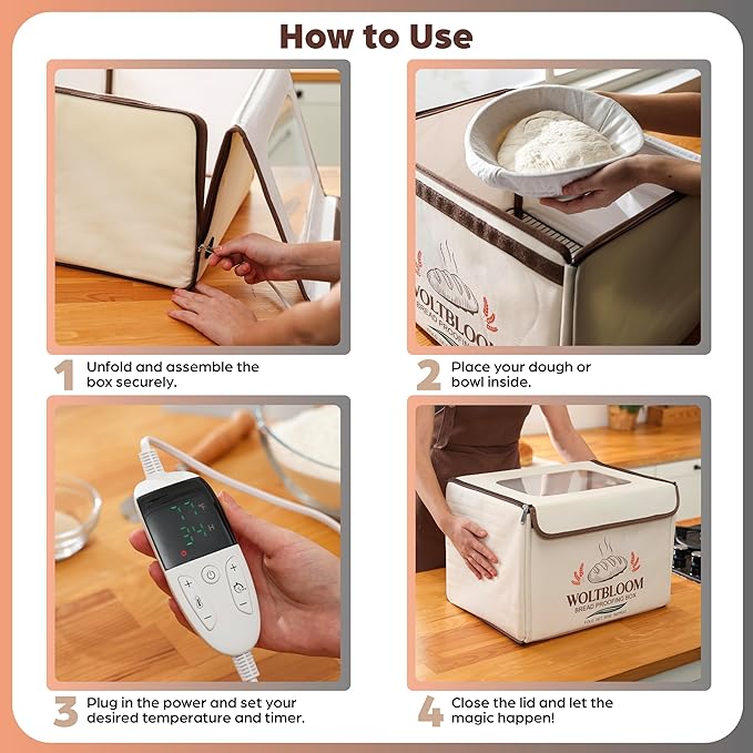 Bread Proofing Box Sour Dough Proofing Box for Sourdough Bread Proofer Warming Box Proofing Oven Yogurt Maker with - 9 Inch Proofer Basket, Lame, Scraper, Metal Rack - Temperature 68-131℉ 99 H Timer