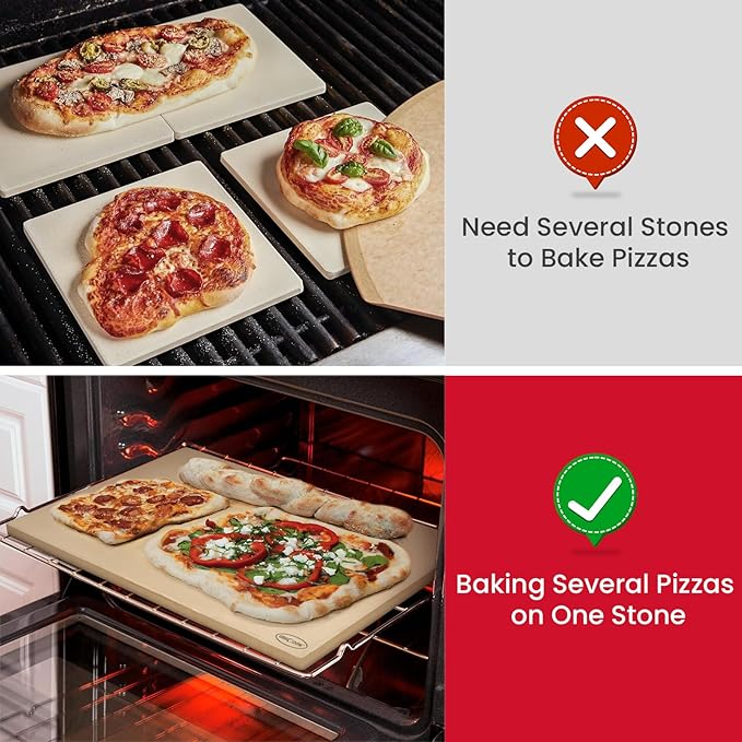 Unicook XX-Large Pizza Stone 26"x17.5"x0.6" for 36"/48" Home and Commercial Ovens, Rectangular Baking Stone, Ideal for Baking Crispy Pizzas, Bread and Cookies, Weighs 17.6 lbs, Does Not Fit 30"Ovens