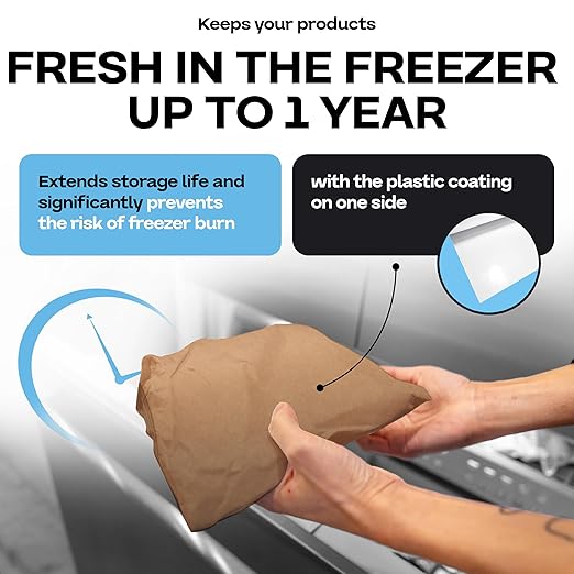 Brown Freezer Paper Roll 24" x 1800" (150 feet) - USA-made Freezer Paper for Meat & Fish - Food Wrapping Paper for Freezing Food - Plastic Coated Brown Freezer Wrap by IDL Packaging