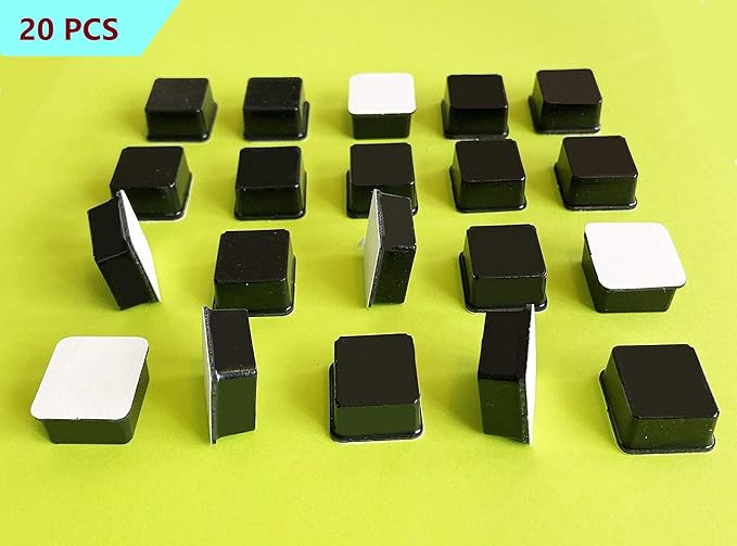 Black Tall Square Adhesive Rubber Bumper Pads - Made in USA – Rubber Feet for Speakers, Electronics, Furniture, Appliances, Audio Equipment - 20 Pieces