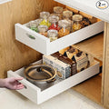 HBL' 2 Pack | 21" Deep Pull Out Cabinet Organizer Adhesive, 12-Inch Wide Sturdy Carbon Steel Roll-Out Drawers for Face Frame or Frameless Cabinets,Slide-Out Shelves for Pantry.