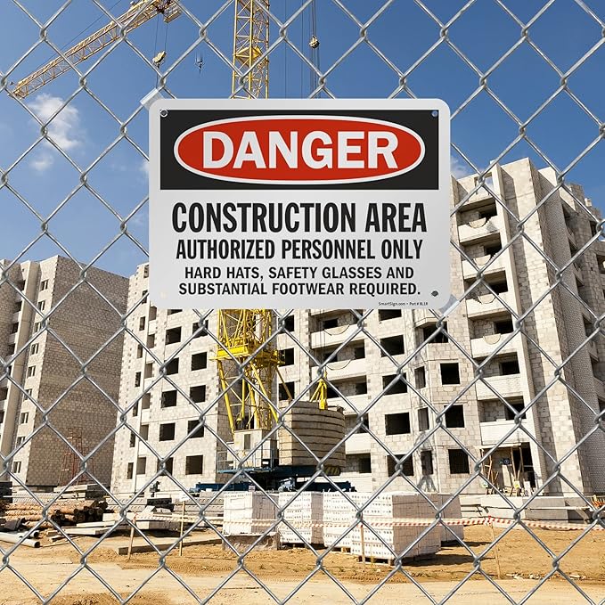 SmartSign "Danger - Construction Area, Authorized Personnel Only" Sign | 7" x 10" Aluminum