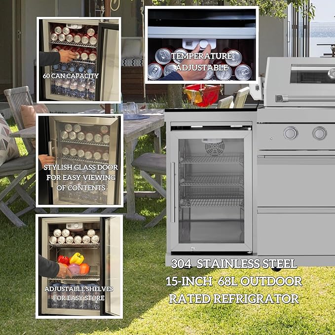 82 Inches 6-Burner 85000 BTU Deluxe Stainless Steel Propane Gas Outdoor Kitchen Bar Barbecue Island Grill with Wine Cooler, Compact Refrigerator, Rotisserie, Granite Countertops & Storage, Silver
